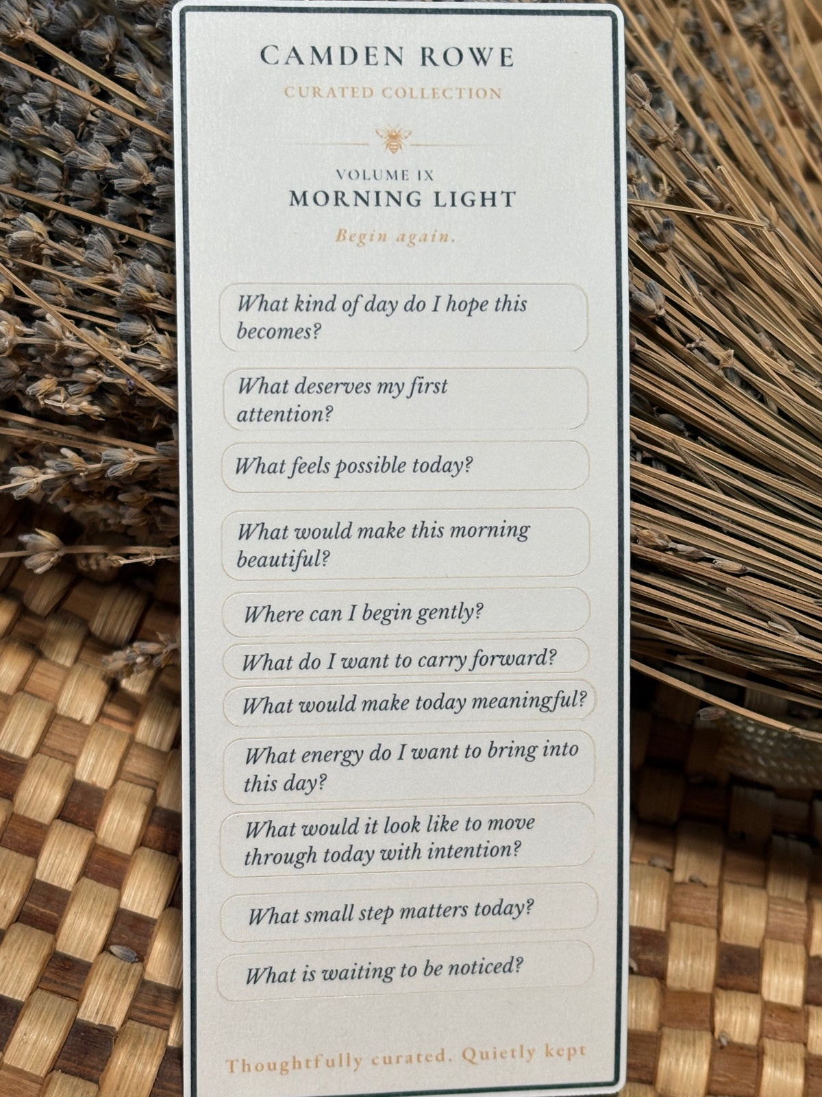 Camden Rowe Curated Collection Volume IX — Morning Light prompt card