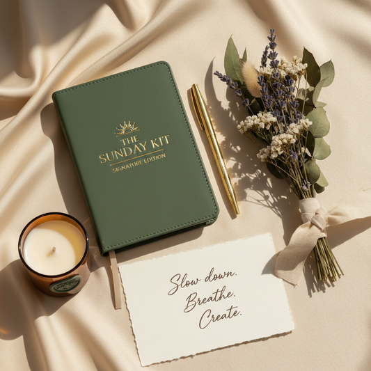 The Sunday Kit Signature Edition — premium heirloom ritual kit flat lay
